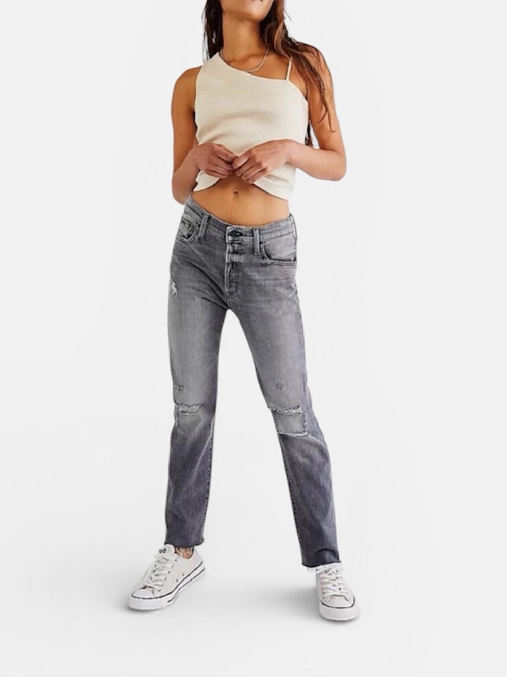 MOTHER The Scrapper Cuff Ankle Fray Jeans